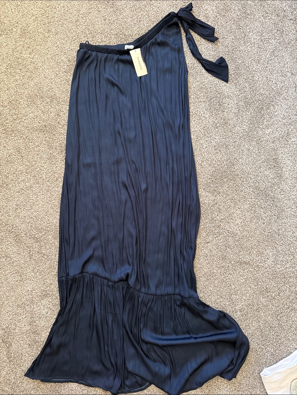 Women’s One-Shoulder Navy Maxi dress with Tie shoulder - Picture 1 of 8